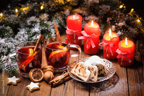 Weihnachten, Glühwein, Adventskerzen Poster Mural XXL