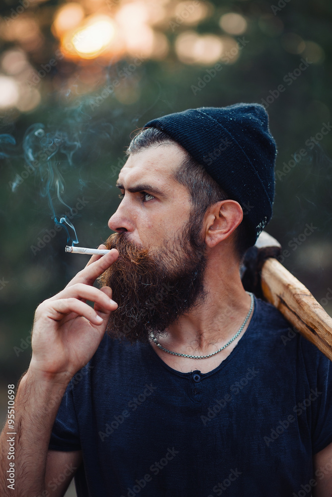 lumberjack cigarettes 1980 print ad - Winston guy trees logs Vintage Advertising Lumberjack wood chips are kiln One of Raed Abd El-Aal's