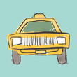 Hand Drawn Yellow Taxi Car Automobile