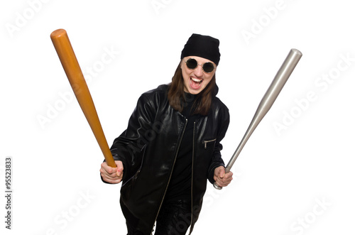 Fotografía  Woman hooligan isolated on the white