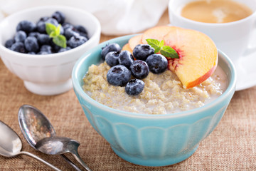 Breakfast quinoa porridge with fresh fruits