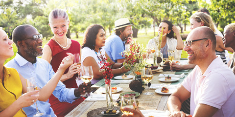 Wall Mural - Diverse Neighbors Drinking Party Yard Concept