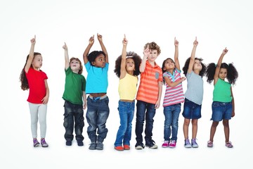 A row of children standing together