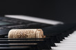Wine cork on piano keyboard