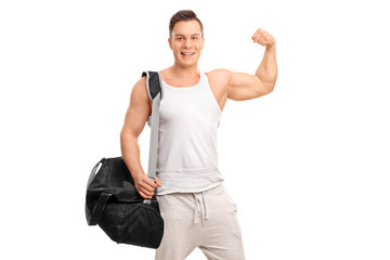 Poster - Muscular man showing his bicep