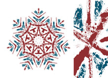 Vector Snowflake Styled With Union Jack Flag Colors