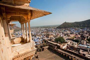 Wall Mural - Cityscape from the balcony of the 17th century Bundi Palace, India.