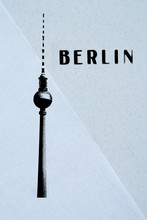 Berlin Vintage Postcard - Tv Tower And Letters On Abstract Backg