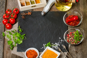 Poster - Food background with different spices