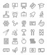 © elenavdovina - Education, icons, linear, grey outline, white background.