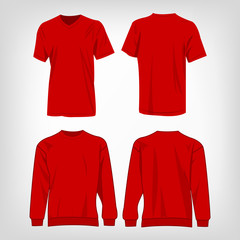 Sport red t-shirt and sweater isolated set vector