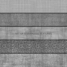 Set Of Five Seamless Relief Texture Of Stone, Asphalt, Concrete And Marble. Vector, EPS 10