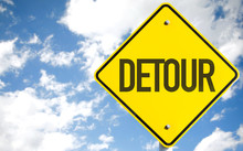 Detour Sign With Sky Background