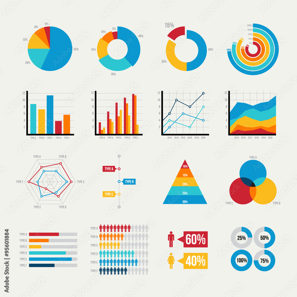 Graph elements of business with flat design Stock Vector | Adobe Stock