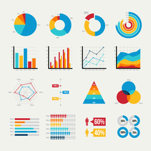 Graph Elements Of Business With Flat Design