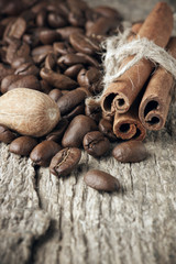 Wall Mural - Coffee beans and spices