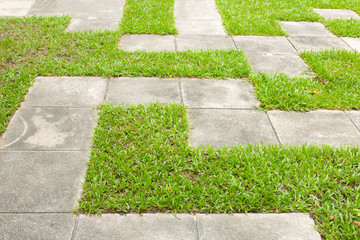 concrete pavement on grass