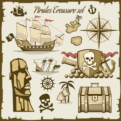 Wall Mural - Pirate objects vector set