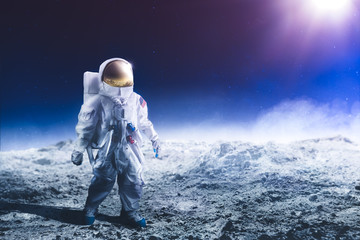 astronaut walking on the moon