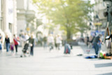 business people on urban city street blur
