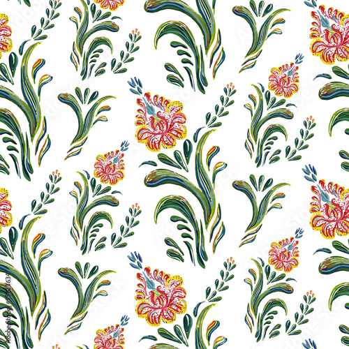 Cotton fabric Abstract elegance seamless pattern with floral background. Ukrainian folk art. Ukrainian national motives.