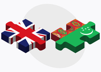 United Kingdom and Turkmenistan Flags
