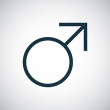 Male Symbol Outline, Thin, Flat, Digital Icon.
