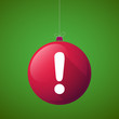 Long shadow vector christmas ball icon with an admiration sign