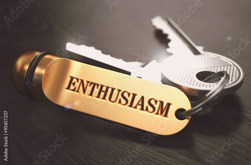 Fotografie, Obraz Enthusiasm Concept. Keys with Golden Keyring.