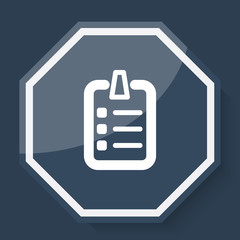 Wall Mural - White Checklist icon on plum blue web app button