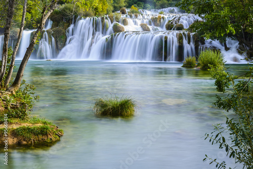 Naklejka na drzwi Waterfalls in Krka National Park, Croatia