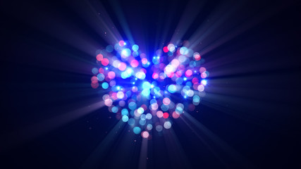 Wall Mural - flashing disco heart shape