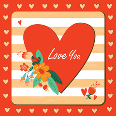 Canvas Print - Happy valentines day floral card.