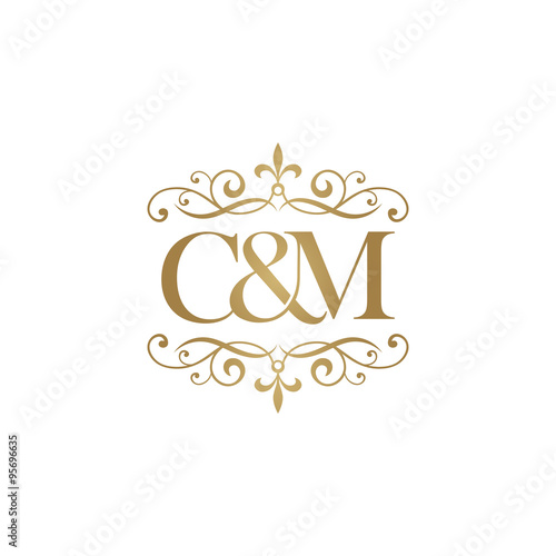 C&M Initial logo. Ornament ampersand monogram golden logo Stock Vector