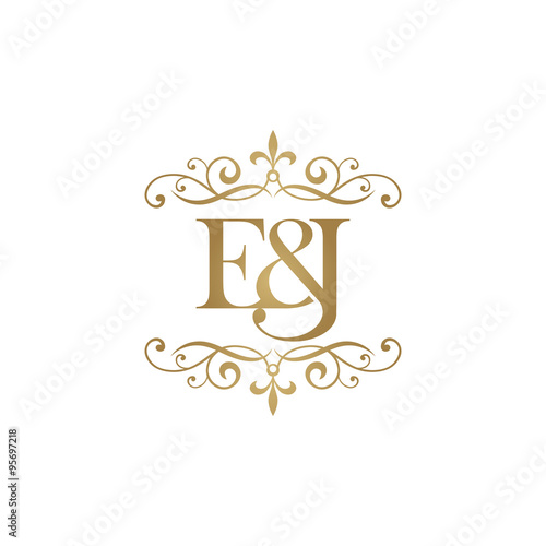 E&J Initial logo. Ornament ampersand monogram golden logo - Buy this ...