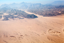 The Horeb Mountains In Egypt On Sinai Peninsula With Sahara Desert, Aerial View