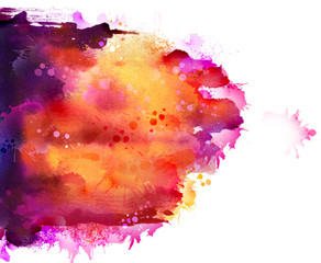 Aufkleber - Bright watercolor stains with pink, orange, violet blots