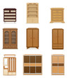 set icons furniture wardrobe cupboard and commode vector illustr