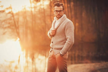 Trendy handsome man outdoor