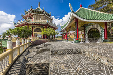Pagoda And Dragon Sculpture Of The Taoist Temple In Cebu, Philip