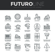 Construction Works Futuro Line Icons Set