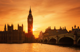 Fototapeta Big Ben - Famous Big Ben clock tower in London at sunset