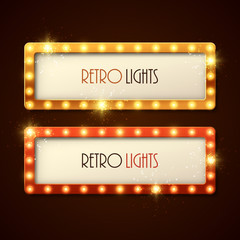 Canvas Print - Retro banner with shining lights. Vector illustration.