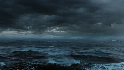 lightning storm at sea / ocean.