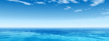 Blue Sea Or Ocean Water With Sky Banner
