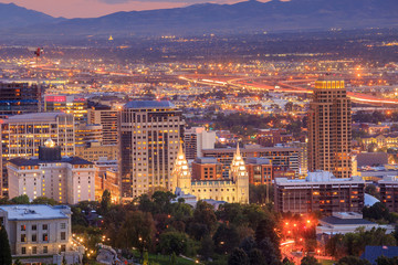 Wall Mural - Downtown Salt Lake City, Utah at night