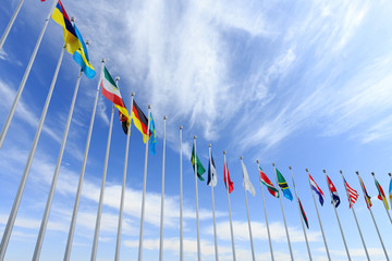 Sticker - flags in blue sky