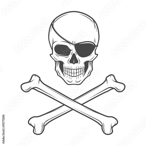 Fotomural Jolly Roger with eyepatch and crossbones logo template