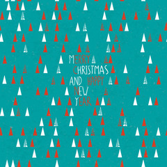 Aufkleber - Merry Christmas Card. Geometric pattern and hand drawn lettering