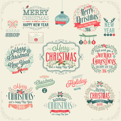 Canvas Print - Christmas set - labels, emblems.